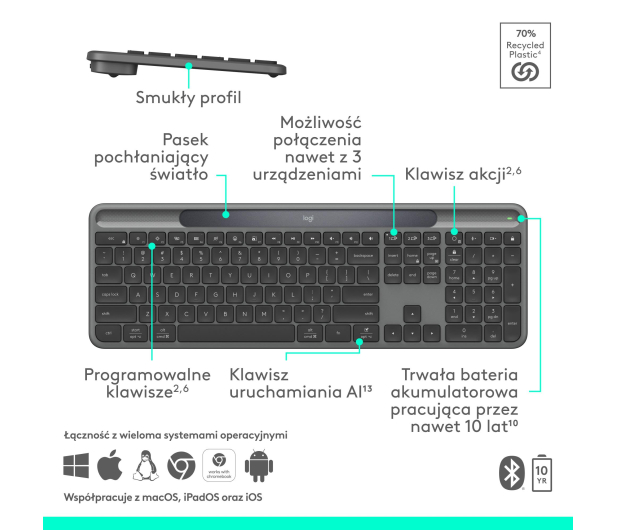 LOGITECH K980 Signature Slim Solar+ 920-013764 - 1367125 - zdjęcie 7